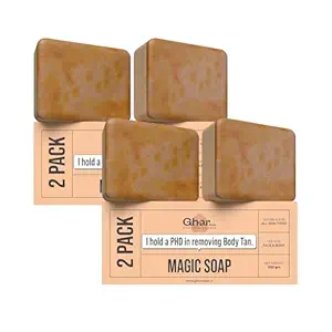 Ghar Soaps Sandalwood & Saffron Magic Soaps For Bath (100 Gms Pack Of 4) | Paraben Free | Chandan & Kesar Bath Soap | Handmade Soaps For Glowing | Skin Brightening Soap For Men & Women