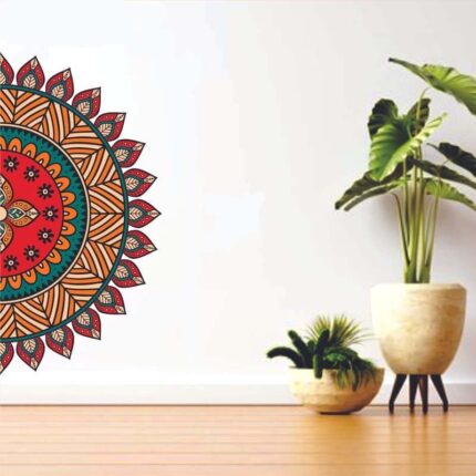 INKFENCE 110 cm Half Mandala Design Art - Wall Stickers Self Adhesive Sticker (Pack of 1)