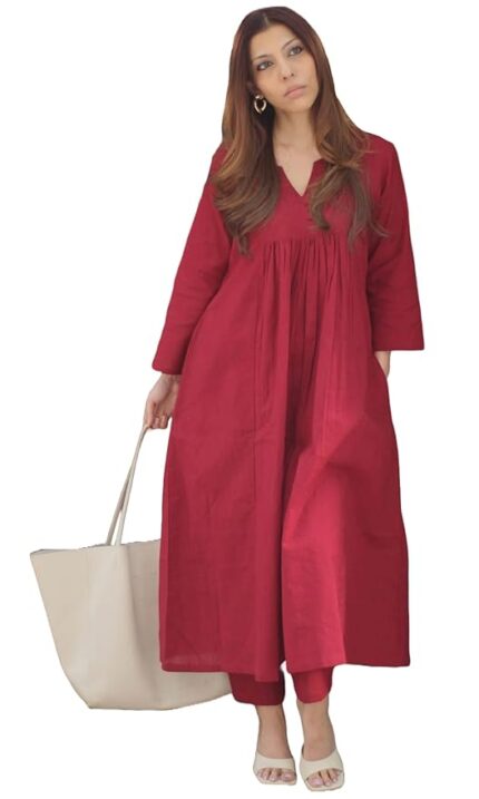 GoSriKi Women's Rayon Viscose Ethnic Co-Ord Set | Kurta Pant Set | Kurta Palazzo Set | Stylish Cotton Suit Set for Women, Festival Coord Set